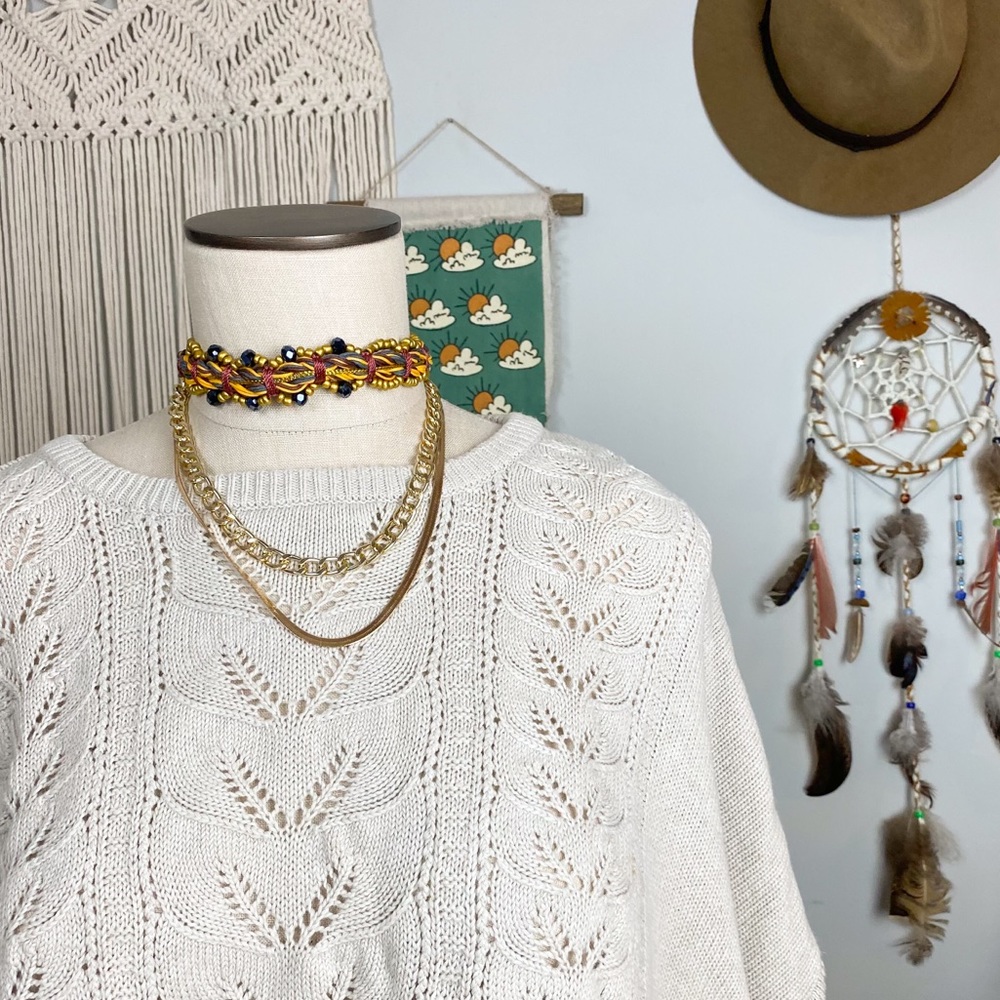 Cocobelle Anthropologie Stella Beaded Tassel Tie Choker Headband - Picture 14 of 14